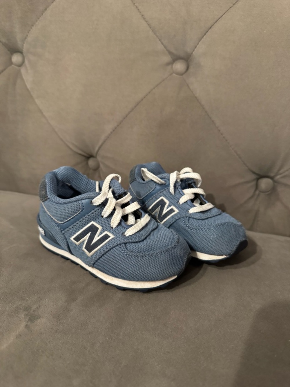 New Balance Kids Light Blue & White Lace-Up Sneakers